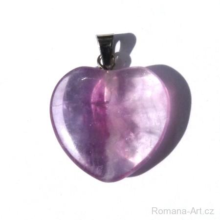 Fluorit fialový - Přívěsek srdce